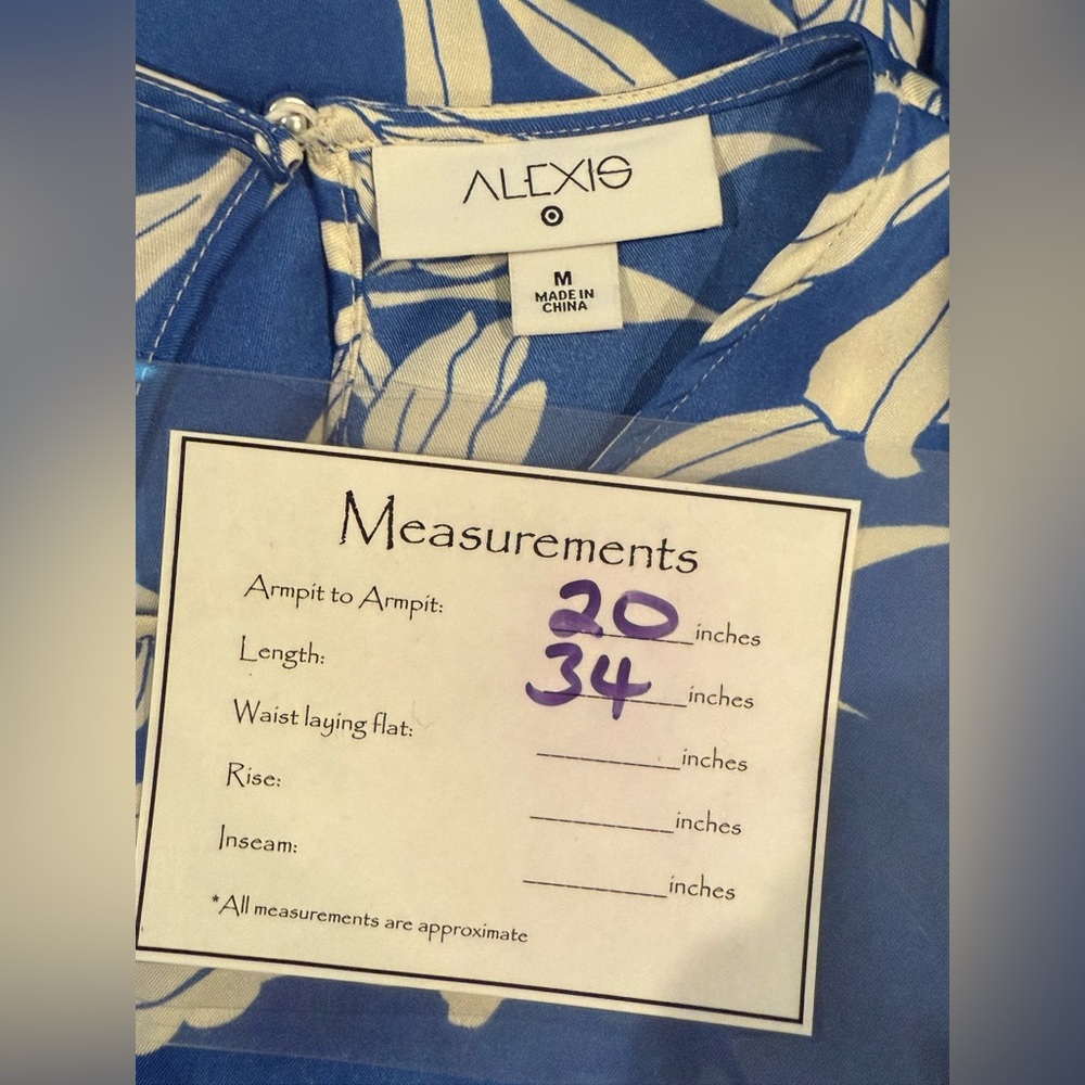 Alexis x Target Blue White Floral Mini Dress Shift Long Sleeve Size M‎ - Picture 7 of 7